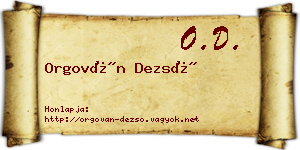 Orgován Dezső névjegykártya